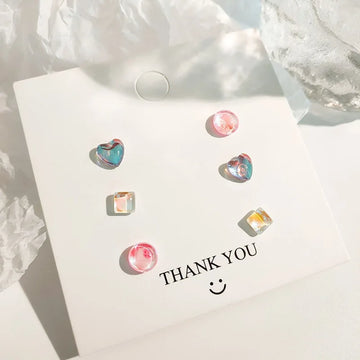 DAIIIBABYYY  -  Y2K Sparkling Colorful Laser Heart Round Stud Earrings for Women Korean Fashion Kpop Cute Earring Jewelry Party Gift